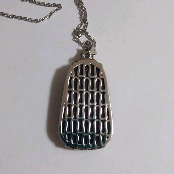 Lapis Marcasite Peacock Pendant Necklace - Picture 2 of 3